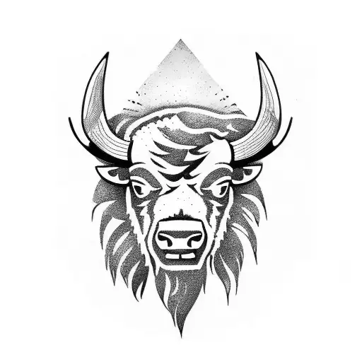 bison mask chest arm tattoo design idea