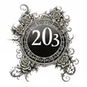 circle with 20 numbers around outside  tattoo design idea