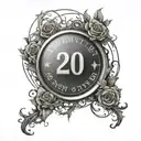 circle with 20 numbers around outside  tattoo design idea