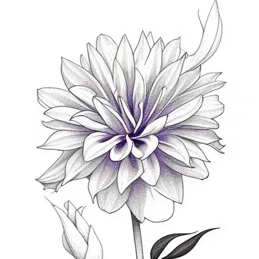 create a colourful flowerbush tattoo with the following flowers. dahlia, gerbera ,frangipani, peony , strelitzia, cornfl tattoo design idea