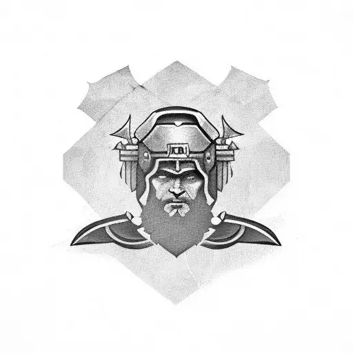 Combine a viking warrior with geometric shapes and trashpolka elements tattoo design idea