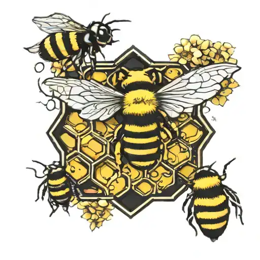 wu tang honeycomb with killer bee hive tattoo design idea
