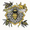 wu tang honeycomb with killer bee hive tattoo design idea