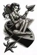 kayak fishing anchor pin up girl tattoo design idea