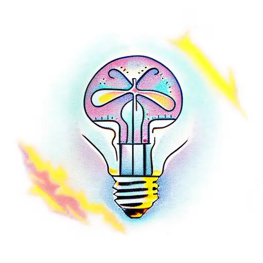 lightbulb, dainty, small, loopy cross inside tattoo design idea