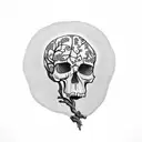 tree growing out of  a skull tattoo design idea