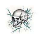 tree growing out of  a skull tattoo design idea