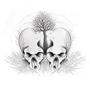 tree growing out of  a skull tattoo design idea