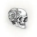 tree growing out of  a skull tattoo design idea