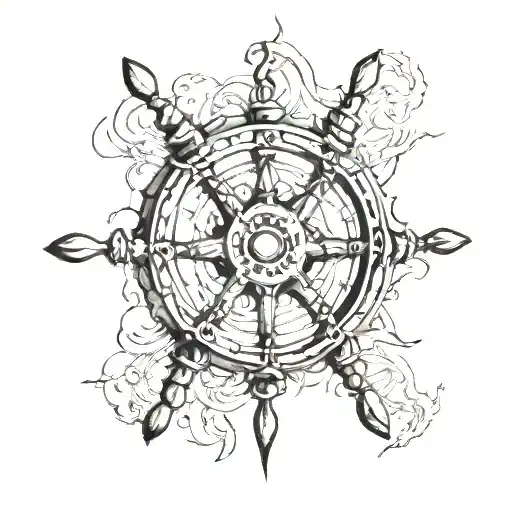 ship wheel tattoo design idea