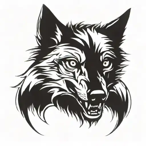 Evil Wolf face tattoo design idea