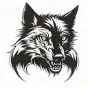 Evil Wolf face tattoo design idea