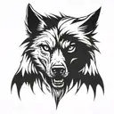 Evil Wolf face tattoo design idea
