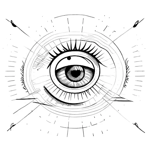 a single eye, rough draft style drawing, with a single tear drop tattoo design idea