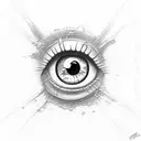 a single eye, rough draft style drawing, with a single tear drop tattoo design idea