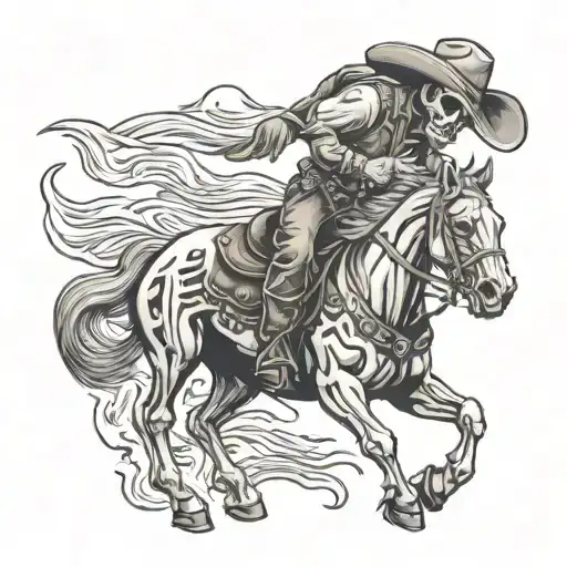 Skeleton cowboy riding a horse tattoo design idea