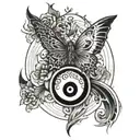 butterfly flying out of yin yang symbol made tattoo design idea