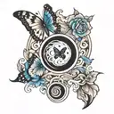 butterfly flying out of yin yang symbol made tattoo design idea