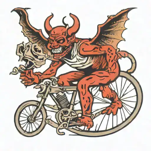 devil on a bicycle tattoo design idea