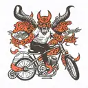 devil on a bicycle tattoo design idea