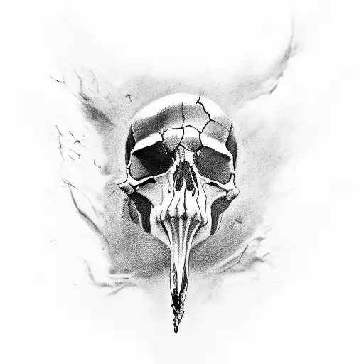 Inverted Skull with smoke  in eyes tattoo design idea