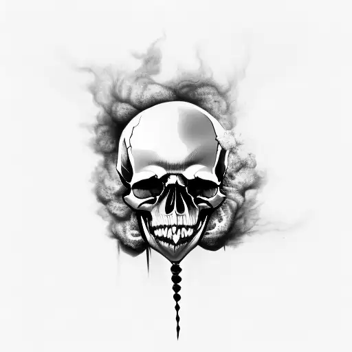 Black and Grey "Inverted Skull With Smoke In Eyes" Tattoo Idea - BlackInk
