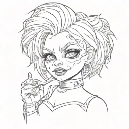bride of chucky tiffany  tattoo design idea