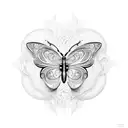 A butterfly emerging from a cocoon made of intricate patterns tattoo design idea