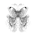 A butterfly emerging from a cocoon made of intricate patterns tattoo design idea