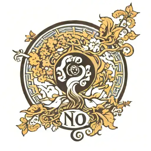 Juan with a yin yang tree symbol below the name written. tattoo design idea