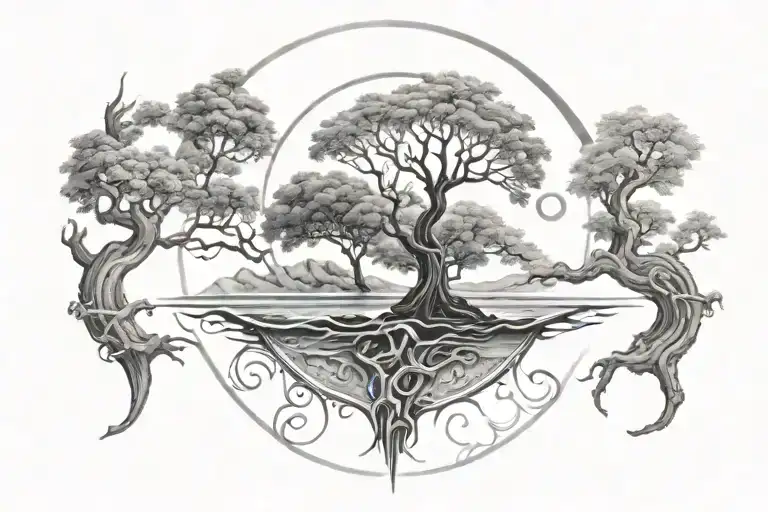 four rivers flowing out of eden tree of life tattoo design idea