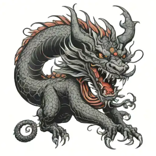 demonic dragon surrounded tattoo design idea