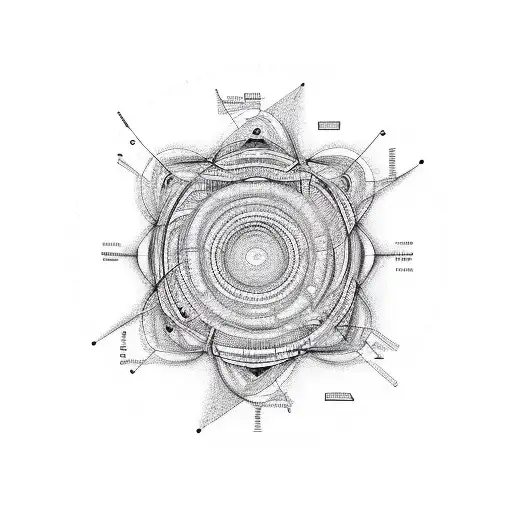 Matematically accurate fibonacci spiral with perpendicular lines touching edge of the lines tattoo design idea