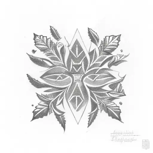 A geometric pattern incorporating Xbox controller buttons and weed leaf motifs tattoo design idea