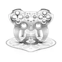 An Xbox controller morphing into a money tree with intricate dotwork details tattoo design idea