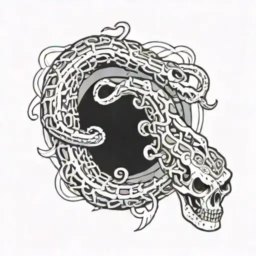 a long snake skeleton that stretches with my name at the top(My name is julius ) tattoo design idea