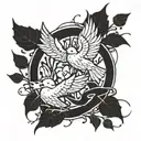 A tattoo design featuring a union symbol intertwined with branches and birds tattoo design idea