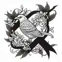 A tattoo design featuring a union symbol intertwined with branches and birds tattoo design idea