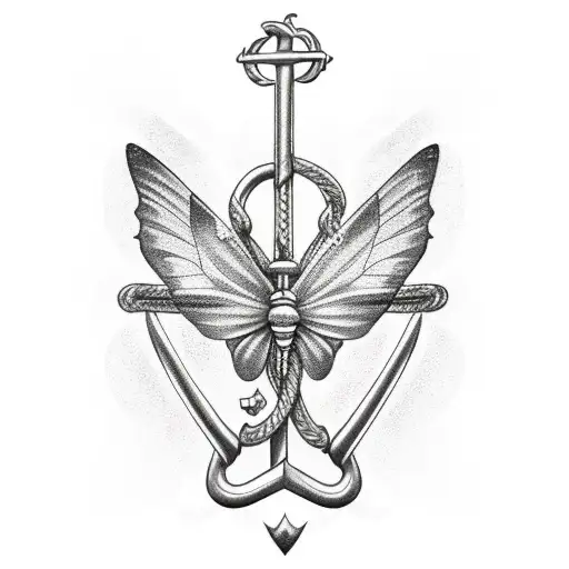 butterfly pulling anchor tattoo design idea