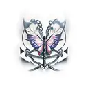 butterfly pulling anchor tattoo design idea