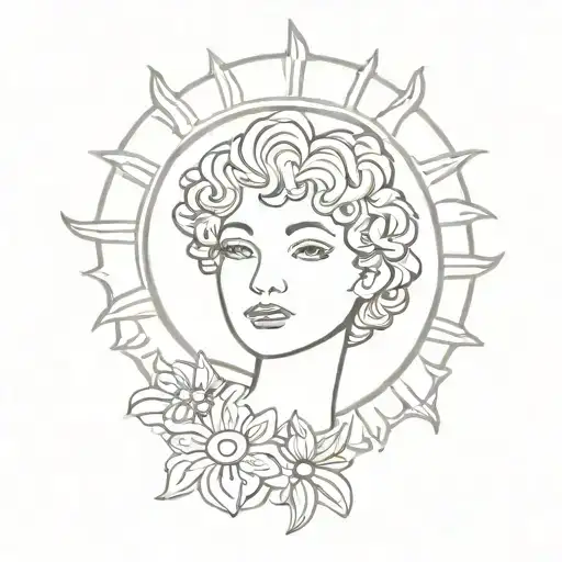 sun tattoo with little orphan annie  tattoo design idea