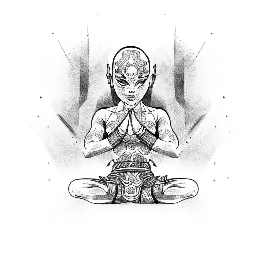 Muay Thai fighter with intricate tattoos tattoo design idea