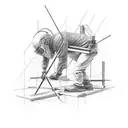 A carpenter constructing a techno-inspired sculpture tattoo design idea