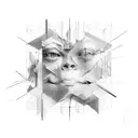A carpenter constructing a techno-inspired sculpture tattoo design idea