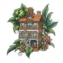 brick villa tattoo design idea