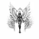 cyber fallen angel tattoo design idea