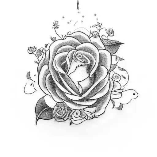 A tattoo of Taylor Swift's signature with delicate flowers surrounding it, created in a black-grey style. tattoo design idea