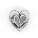 A tattoo of a heart-shaped book with lyrics from a Taylor Swift song flowing out of it, in a dotwork style. tattoo design idea