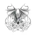 A tattoo inspired by the TV series the client loves, incorporating dragons and flowers in a blackwork style. tattoo design idea