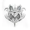 A tattoo inspired by the TV series the client loves, incorporating dragons and flowers in a blackwork style. tattoo design idea